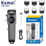 Kemei KM-1551 Professional Hair Clipper for Salon, USB Rechargeable with LED Display, Styling and Trimming Tool for Barbers.